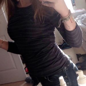 CUTE LONG SLEEVE STRIPED TOP